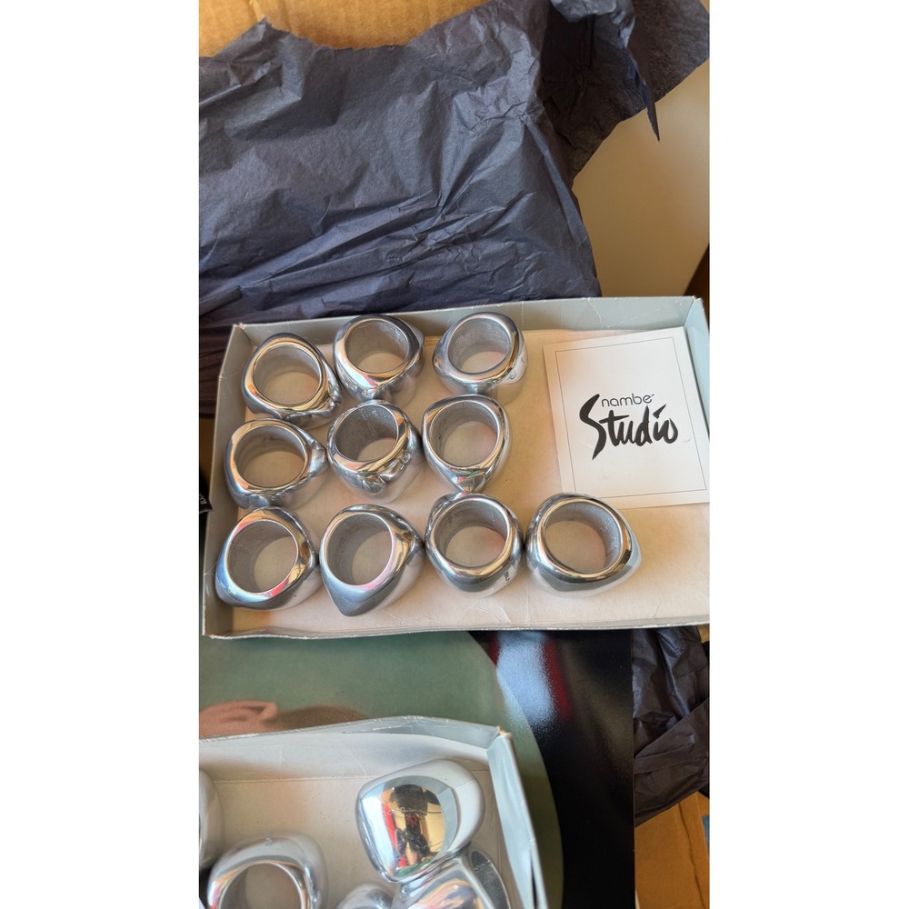 Nambe Studio Napkin Rings Set of 12 Silver Alloy Model W52 1983 Vintage MCM